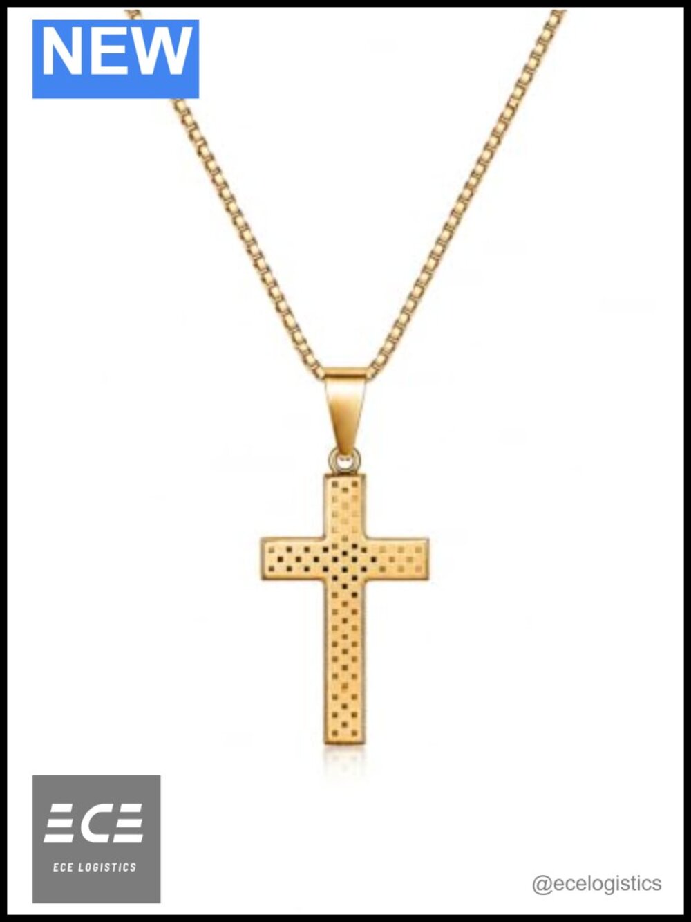 14k Gold Cross Necklace Pendant Crucifix 18+2" Women's Religious Jewelry